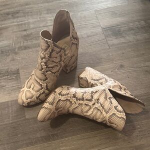 Steve Madden Beige Snake Print Ankle Booties